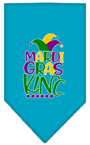 Mardi Gras King Screen Print Mardi Gras Bandana Turquoise Large